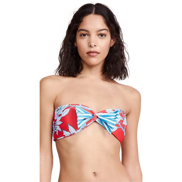 New Palmacea Lily Floral Print Bandeau Top + Bikini Bottom Set Removable Strap - Picture 7 of 10
